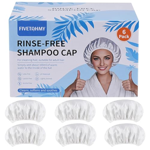 6 Pack Shampoo Caps No Rinse Waterless Hair Wash Cap for Bedridden Patients Elderly and Post Surgery People Suitable for Hospital Camping and Home Use Rinse Free Caps Portable Design