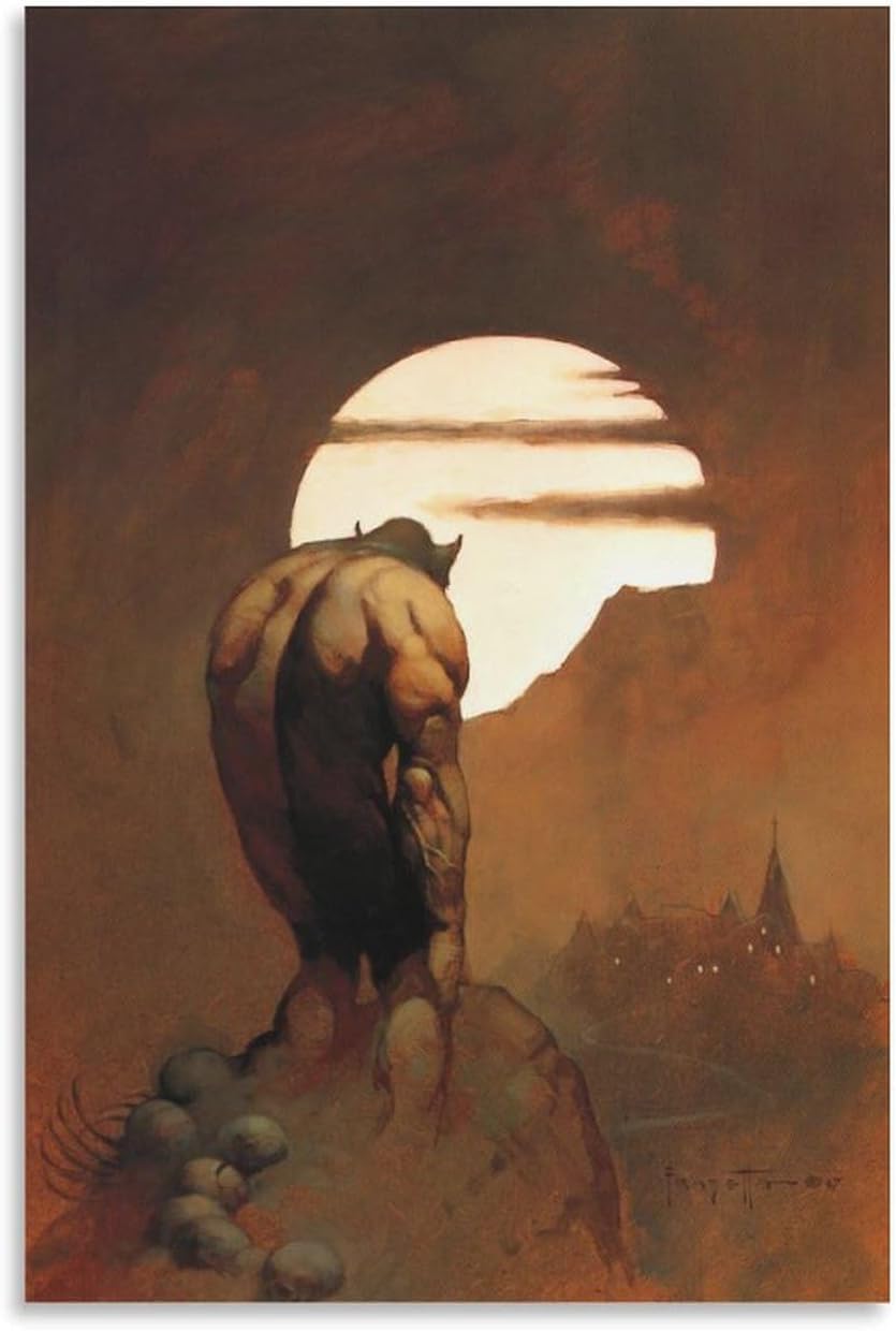 Rikin Liuff Night Stalker by Frank Frazetta Canvas Poster Wall Art 40x60cm Frameless