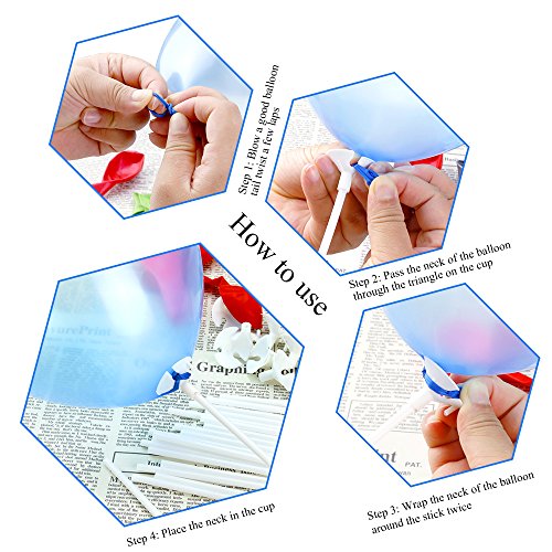 Image of PP OPOUNT 50 Pieces Balloon Sticks Upgraded Version 12.6 Inch White Balloon Sticks Holders with Cups for Christmas Decoration, Wedding, Party, Holidays, Anniversary Decor | White Balloon Sticks Holders with Cups for Christmas Decoration, Wedding, Party, Holidays, Anniversary Decor