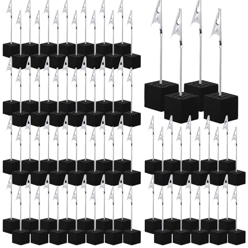 100 Pcs Cube Base Memo Clip Holder with Alligator Clip, Black