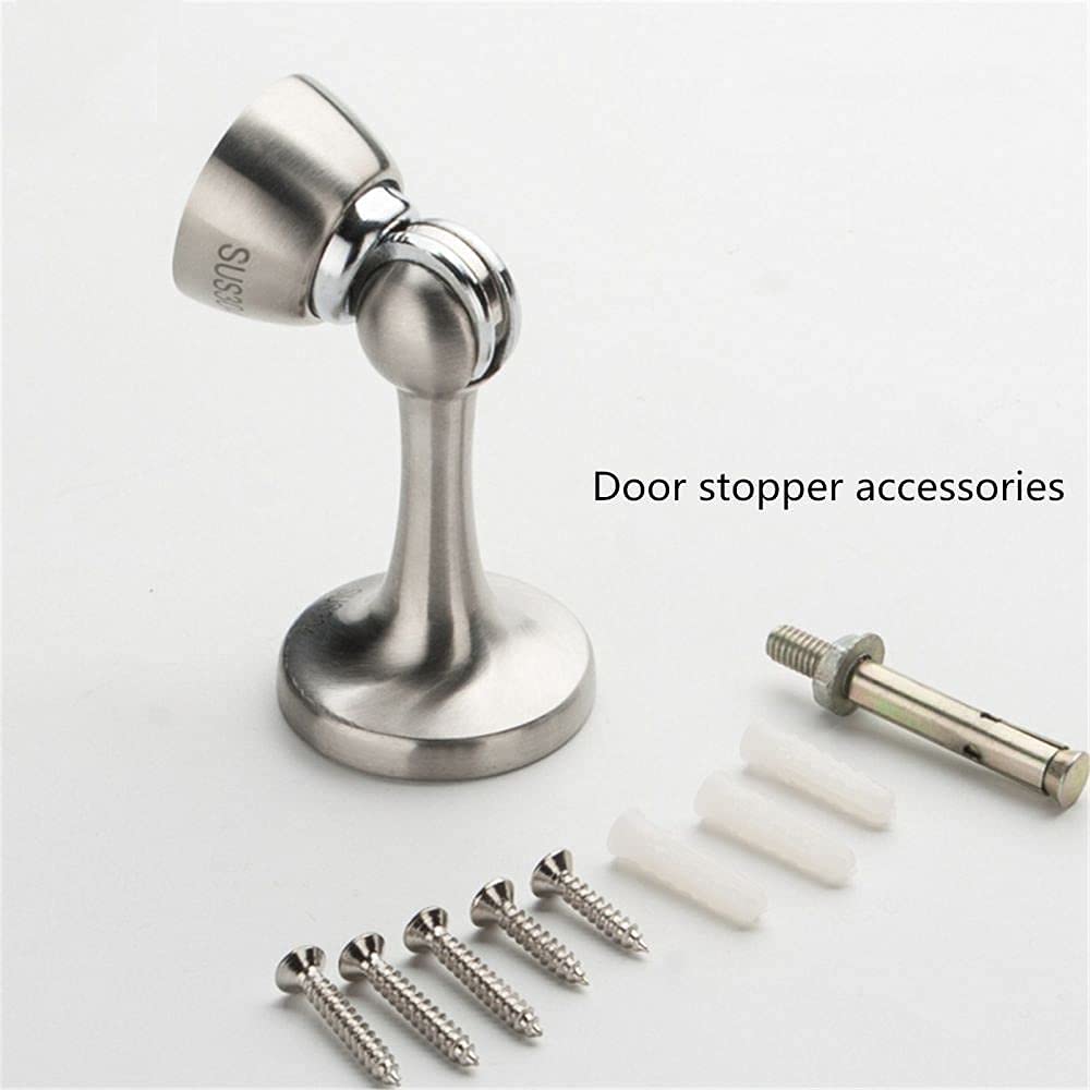 Magnetische deurstop, 3-pack deurstopper, magnetisch, wit, geborsteld, nikkel, magnetische deurstops, vangst, vloer, wandmontage, roestvrijstalen deurstop-deurhouder voor thuiskantoor, d