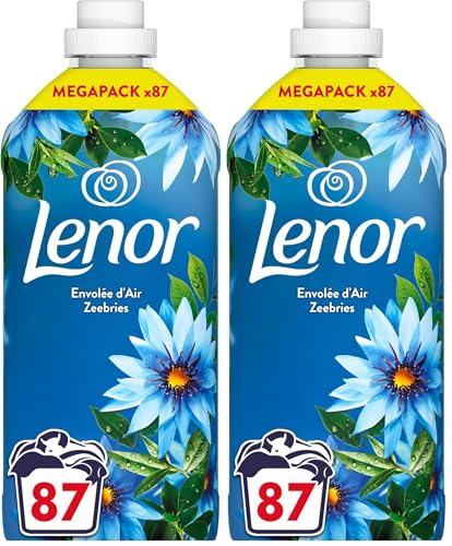 Lenor Adoucissant Envolée d'Air, 87 Lavages, 24H De Fraîcheur Relaxante, Avec Huiles Essentielles, Parfum Relaxant Sensation Zen, Efficace en Cycles Rapides et à Froid, Testé Dermatologiquement