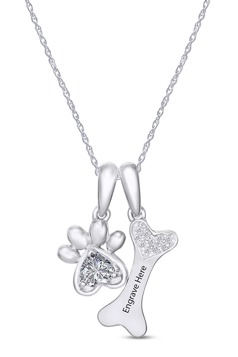 Personalized Engrave 4mm Heart Cut Simulated Birthstone And Round