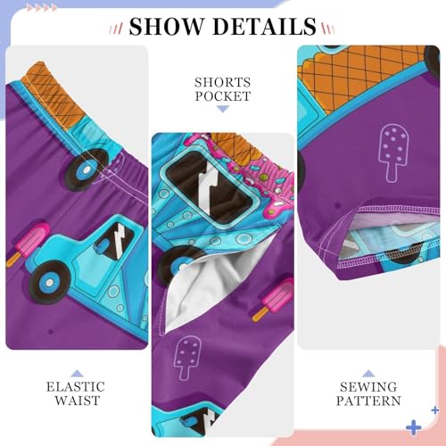 Ice Cream Truck Boys Pants Boys Athletic Pants Long Pant for Boywith Pockets Wide-Leg Size 6-14Y4