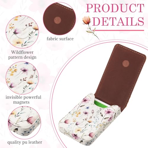 Image of Outus 2 Pcs Business Card Holder, PU Leather Business Card Case Pocket Wallet with Magnetic Shut for Men Women(Pink and White,Floral)