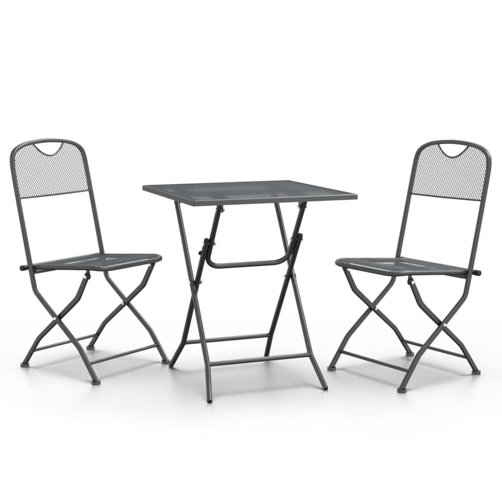 Salon de jardin 3 pièces en métal étiré avec revêtement E premium