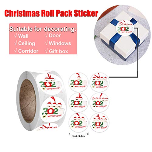 GBSELL Merry Christmas Stickers, 2020 Christmas Quarantine Survivor Round Label Stickers Envelope Stickers Seals for Cards Present Envelopes Boxes Bag Sealing Decorations (B)