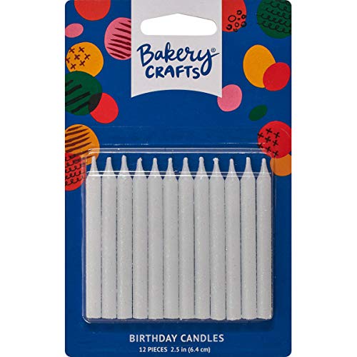 DecoPac Candele di compleanno da 5,3 cm, 12 pezzi, con glitter bianchi