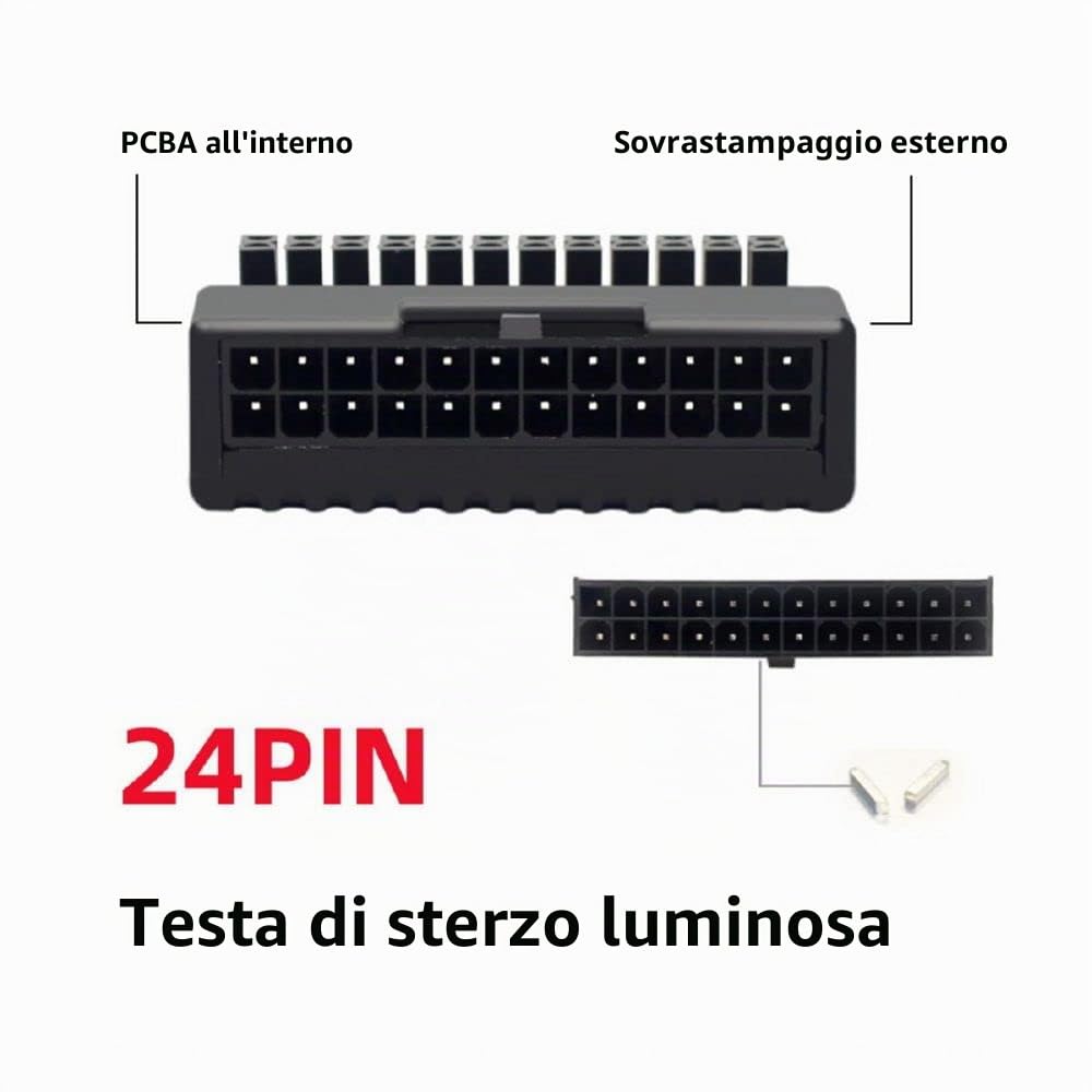 Cablecc Surmoling 90 Degrés Atx 24 Pinmi femmina con 24 pin Adattatore di alimentazione maschi