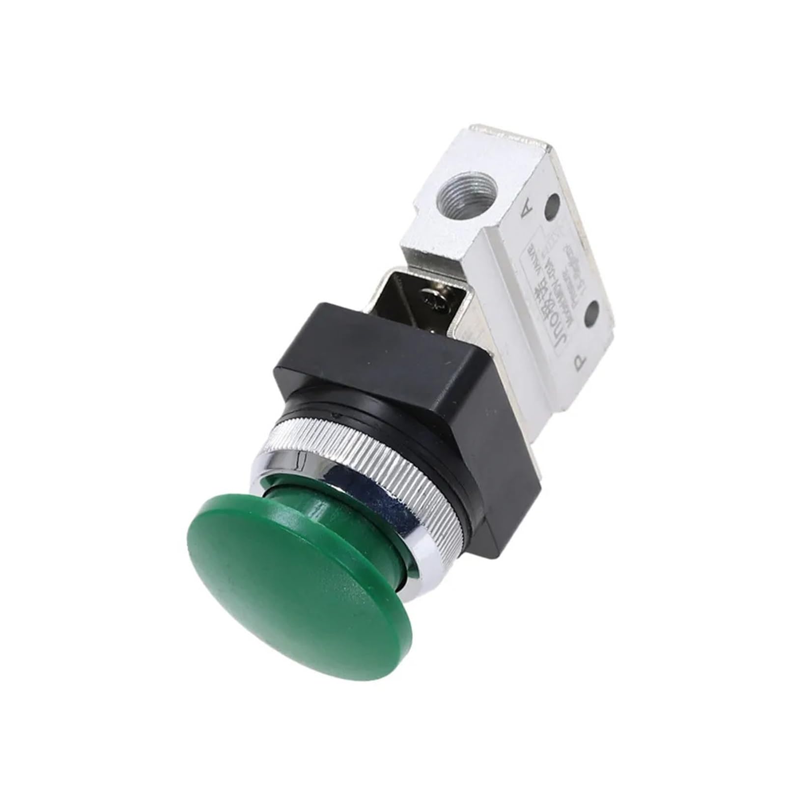 MOV-03APPL Válvula neumática de cabeza de hongo verde de tres vías y dos posiciones con rosca PT de 1/8 de pulgada, accesorios blancos, 1 unidad(6MM)