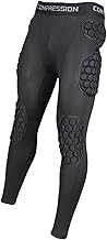 Fenteer Compression Trousers, Long Protective Football Trousers, Padded and Thigh, Trousers with Protection