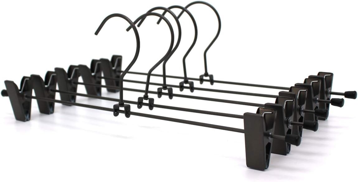 13.7" Grey Black Metal Heavy Duty Metal Clips Pants Hangers Trousers Skirt Hangers Slack Hangers 60Pack