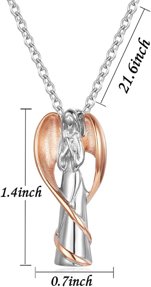Cremation Urn Necklace for Ashes Angel Wing Keepsake Locket Stainless Steel Cross Cremation Jewelry Waterproof Memorial Pendant… - Image 2