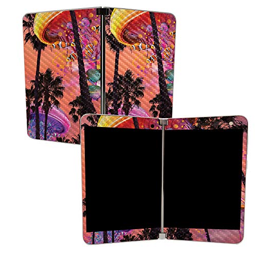 Image of MightySkins Carbon Fiber Skin for Microsoft Surface Duo - Jellyfish Palms | Protective, Durable Textured Carbon Fiber Finish | Easy to Apply | Made in The USA