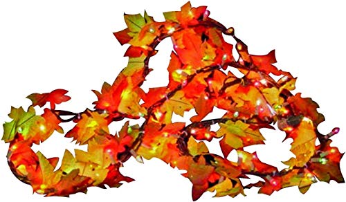 SYLVANIA Fall Color Lighted Leaf Garland Clear 9 ft