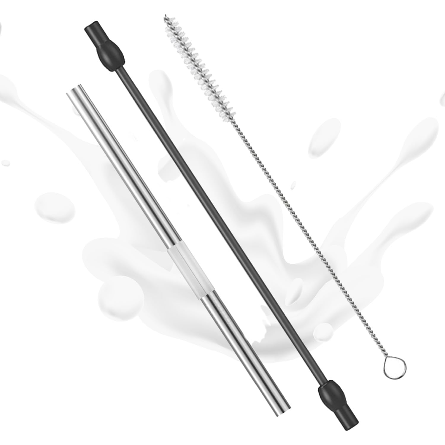 Milk Hose Replacement Kit (Set of 3) – Stainless Steel Milk Tube with Cleaning Brush Compatible with Siemens EQ6, Bosch VeroAroma Fully Automatic Coffee Machines