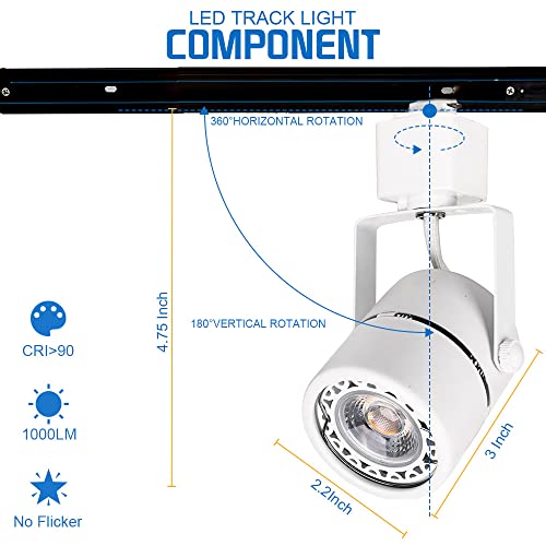 Eaglod 10W H Track Light Heads,Cri90+ Adjustable Led Track Light Fixtures For Accent Retail Artwork, Linear Track Light H Type -3000K Warm White 120V 24° Angle Halo Type- 6 Pack (White) #TOP4