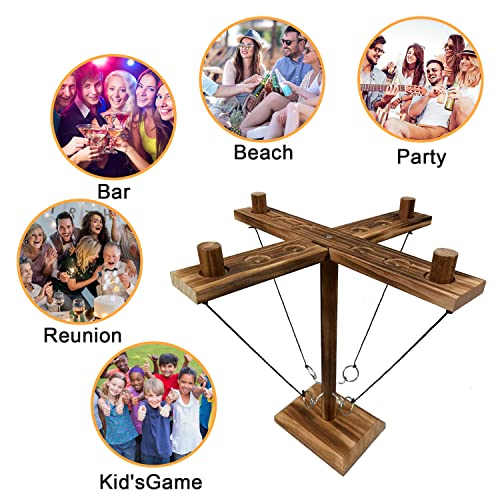 Ring Hook Toss Game, Hook And Ring Tossing Toy With Shot Ladder, Handmade Wooden Interactive Games For Bars, Home And Party Fun #TOP3
