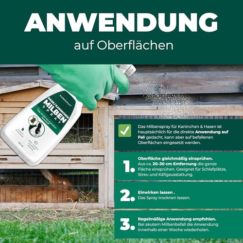 Silberkraft Milbenspray Hase Kaninchen 500ml - Effektives Anti Milben Spray für Nager - Milbenbefall behandeln bei Kaninchen Hasen Meerschweinchen