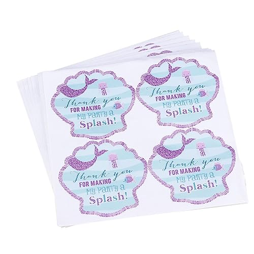 MAGICLULU 40piezas Etiquetas De Sirena y Agradecimientos Rollo De Pegatinas Para Embalaje De Galletas y Dulces Decoración De Manualidades