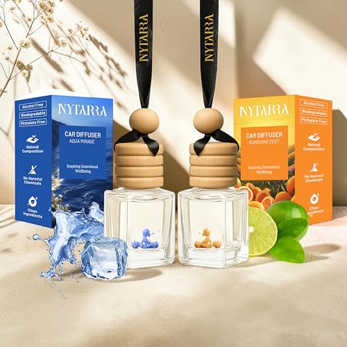 Image of Nytarra Car Perfumes Luxury Combo - Aqua Mirage & Sunshine Zest No-Alcohol & Long-Lasting Fragrance Diffuser, Best Car Air Freshener, Premium Car Scent Hanging Pod