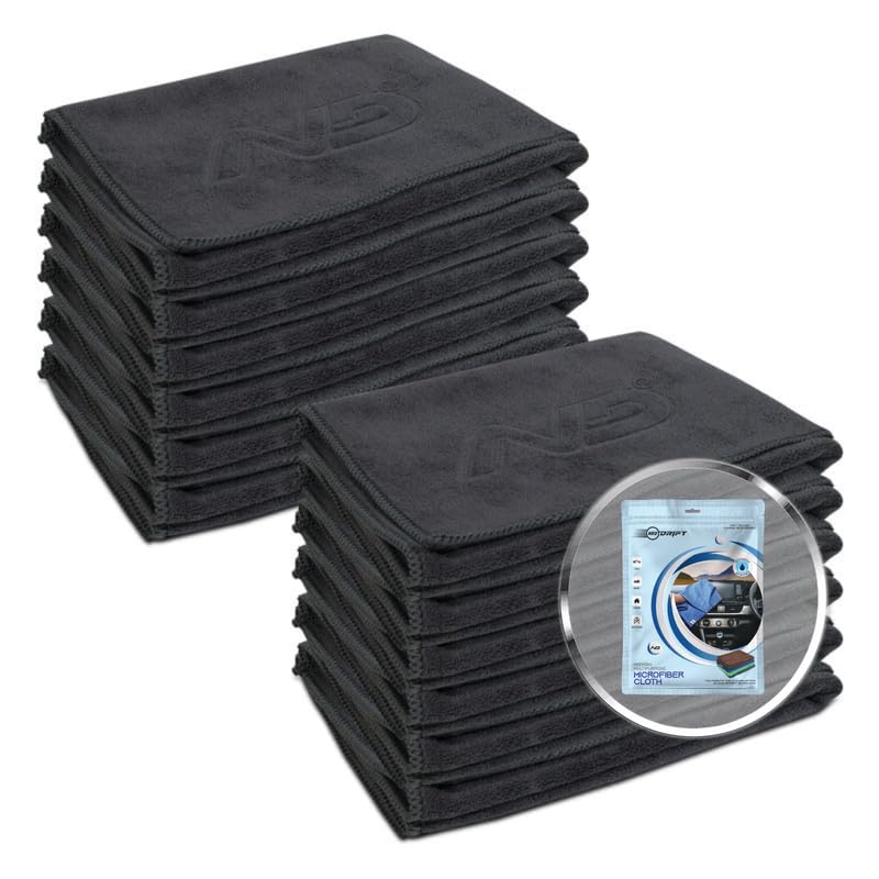 Image of Neodrift '400 GSM' Microfiber Cloth (Size - 40X40 Cm)(Set of 12 PC)(Colour - Gray)(Ultra Soft Cleaning Cloth for Car, Bike - Polishing, Detailing, Highly Absorbent)