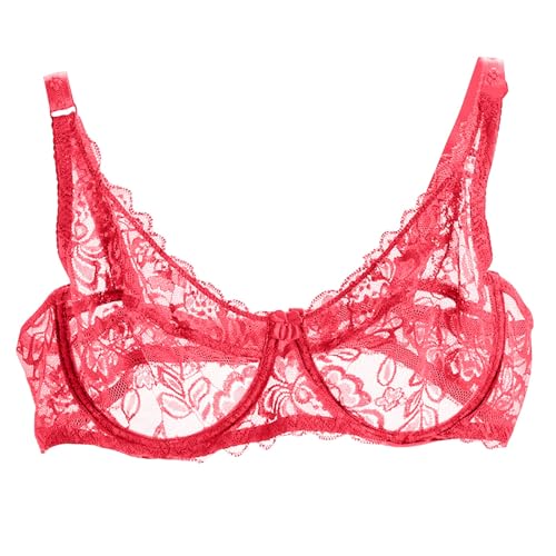 Ropa Interior Mujer,Sujetador Sin Aros con Tirantes Ajustable Sexy Totalmente Transparente Sujetador de Encaje Cómodo y Transpirable Sujetador Push Up Sin Costuras Básicos Bralette Mujer Baratas
