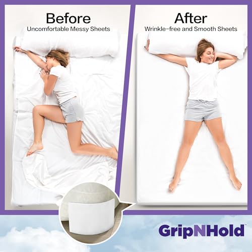 Bed Sheet Holders – Heavy-Duty Fitted Sheet Gripper with 360 Degree Non-Slip Grip, Corner Sheet Holder Fit for Bed Sizes, One-Time Installation, Keeps Sheets Firm & Tight, 1-Pack