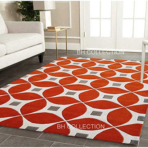 Image of Classical Look Embossed Curved Handmade Tufted Woolen Thick Plain Square Carpet for Bedroom Hall Size 8x8 feet (240X240 cm Square) Multi