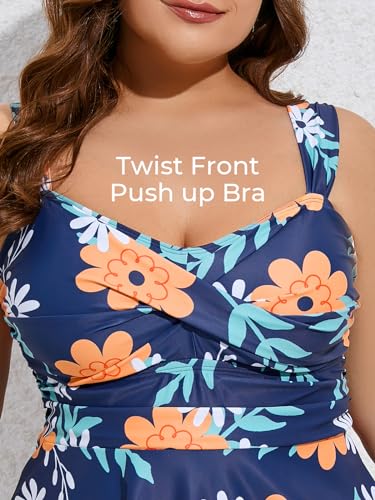 MiYang Women Plus Size Two Piece Swimsuits Flowy Tankini Swim Dress Bathing Suit with Shorts4