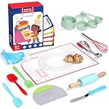 【Montessori-Inspired Baking Set for 6+ Years】Vinino kids baking set can not only serve as a toy but also be used with genuine food, enabling children to experience genuine baking. Toddler baking set includes a whisk, rolling pin, two sets of measurin...