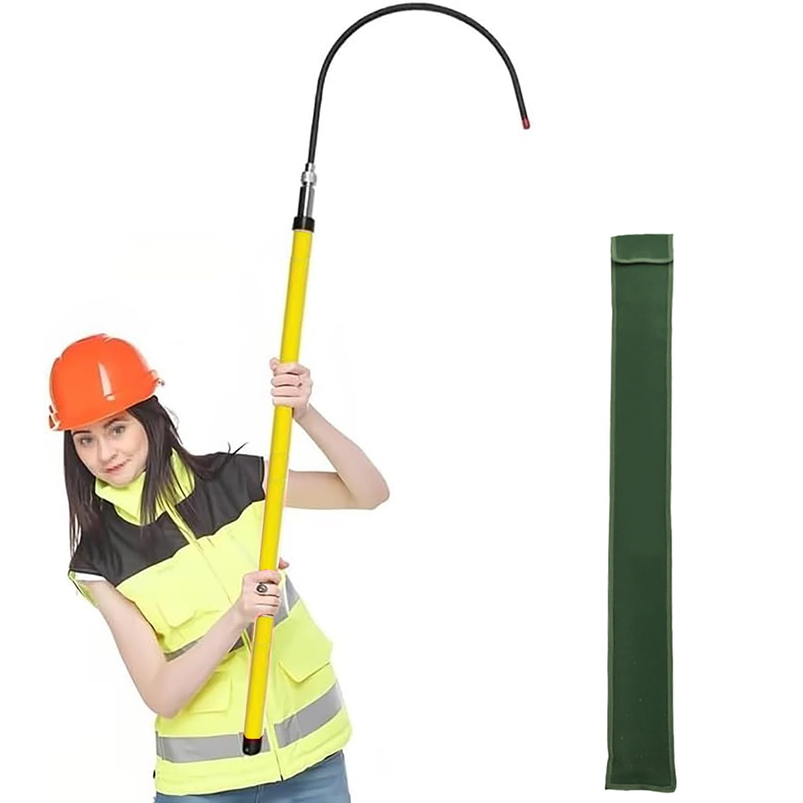 HYQOUKLR Telescopic Insulated Rescue Hook, Insulated Fiberglass Rescue Hook for High-Voltage Live Line, 1-3m(2m/6.5ft)