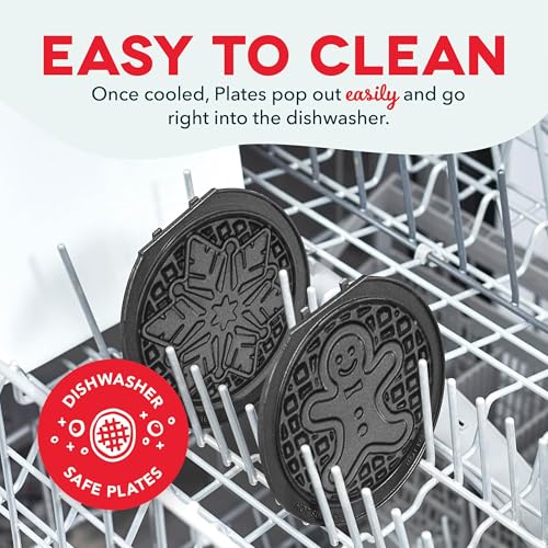 Image of Dash MultiMaker Mini System Removable Plate Set - Nonstick Replacement Plates for Christmas Waffle Breakfast - Waffle Maker Not Included - 4-Inch - 2-Pack - Gingerbread & Snowflake