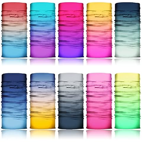 ELANE 10 Pcs Neck Gaiter Face Mask,Hiking Gaiters for Women Fishing Neck Gaiter for Men UV Protection,Neck Bandanas for Men (Gradient colors) Cover