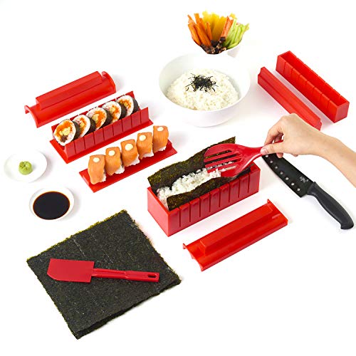 Sushi Making Kit - Original AYA Sushi Maker Deluxe - Online Video Tutorials Complete with Sushi Knife 11 Piece Sushi Set - Easy and Fun - Sushi Rolls