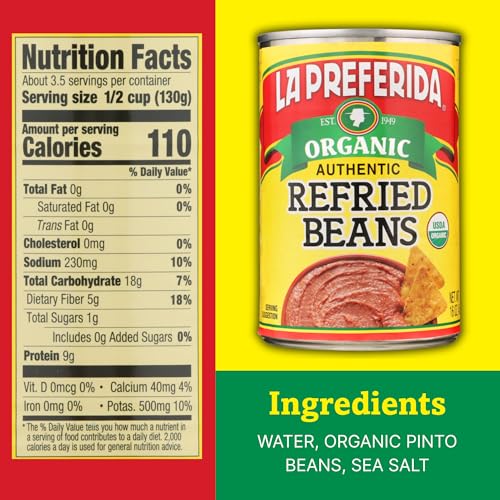 Image of La Preferida Organic Refried Beans, 15 Ounce (Pack of 3)