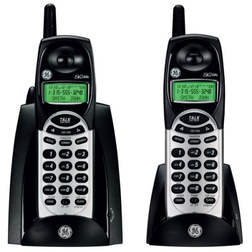 GE Cordless 2.4Ghz 27831FE2 Phone with Dual Handsets and Call Waiting Caller ID - Black