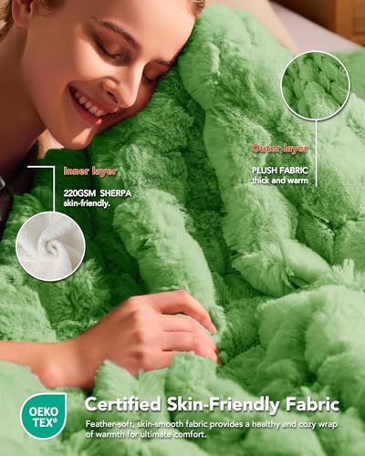 Image of Homemate Electric Heated Throw Blanket - 50 inchx60 inch Luxury Faux Fur Heating Bed Blankets with 10 Heating Levels 8 Hours Auto Off Fast Heating Over-Heated Protection Ultra Soft Warm Flannel ETL Certified