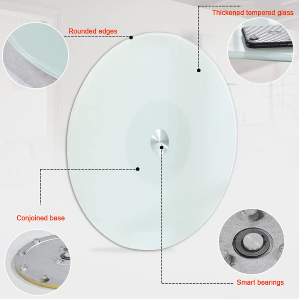 70cm Plateau Tournant Lazy Susan, Plaque De Service Ronde De Comptoir Plateau Rotatif De Cuisine, Assiette De Service Rotative en Verre Trempé, Blanc (Size : 100cm/40)