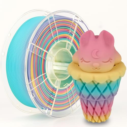 LVVJ3D Filamento para impresora 3D, filamento PLA de arco iris mate, 1,75 mm, filamento PLA multicolor arcoíris, 1 kg/bobina