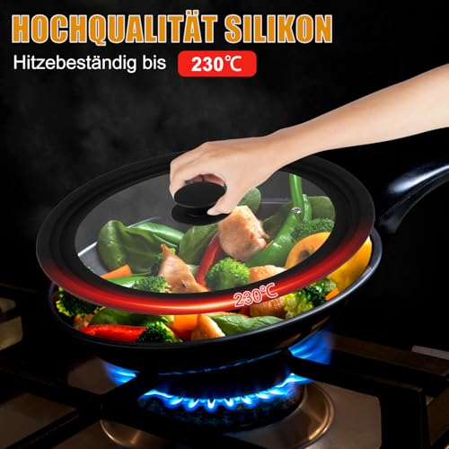 Akicderu Universaldeckel 2er-Set, Pfannendeckel, Glasdeckel für 24/26/28 cm und 28/30/32 cm Töpfe und Pfannen… – Ansicht 4