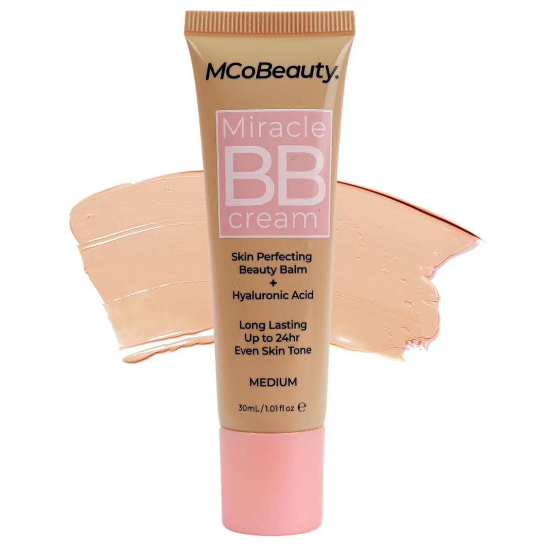 MCoBeauty - Miracle BB Cream - Primes and Tints - Everyday Skin Tone Balancing Face - Contains Hyaluronic Acid and Glycerin - Cream Medium Shade
