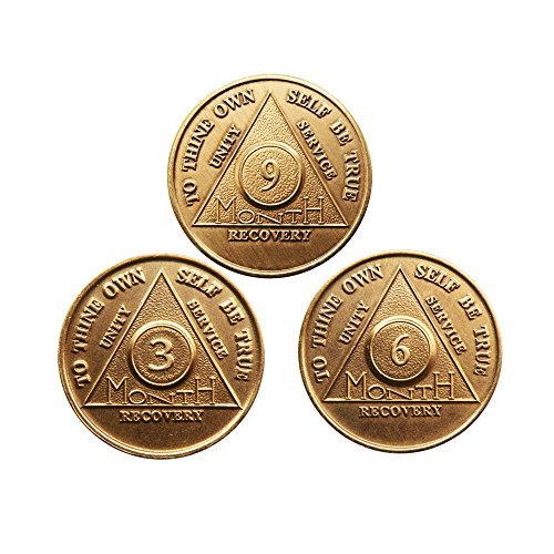 Sober Medallions AA Chip Set - 6 Piece Aluminum Recovery Tokens (24hr, 1-9mo)