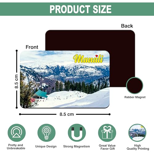Image of Elegant Fridge Magnet with Themes |Rectangular Size Refrigerator Magnet with Magnetic Rubber Back | Pack of 1, 8.6cm X 5.4cm (Manali)