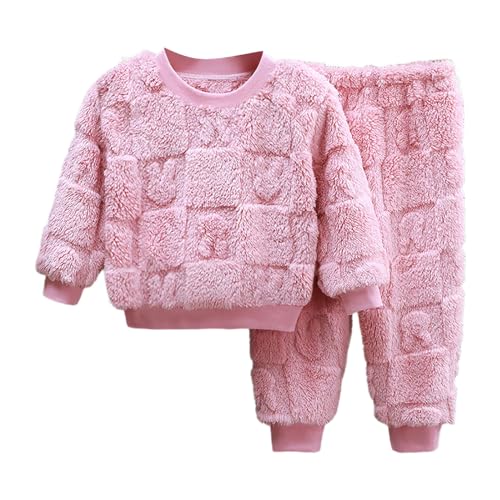 Girls and Toddler Sherpa Fleece 𝐏ajamas Kid 2 Piece Thicken Flannel 𝐒leepwear Tops+Joggers Pant Fall Winter Outfit