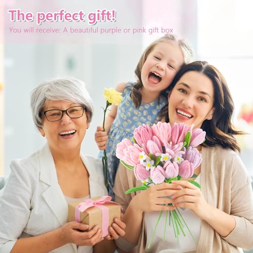 GENHH Pfeifenreiniger Blumen Bastelset, 400 Stück Pfeifenputzer zum Basteln, Bouquet Pfeifenreiniger Set 5 Farben Pipe Cleaner Chenilledraht für DIY Blumenstrauß Papier Geschenke Dekorieren(Rosa)