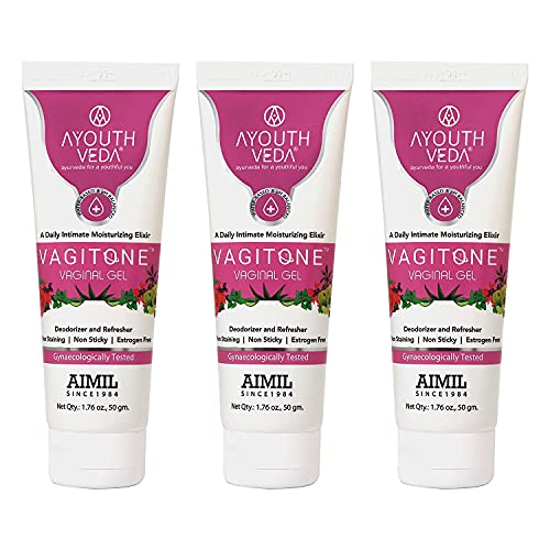 Image of Ayouthveda Vagitone Vaginal Gel for Women | Dual-Action Anti-Infective & Toning Gel | Controls Infections Secretions | Estrogen-Free, Gynaecologically Tested | With Sphatika, Amla & Maju Phal | 50g (Pack of 3)