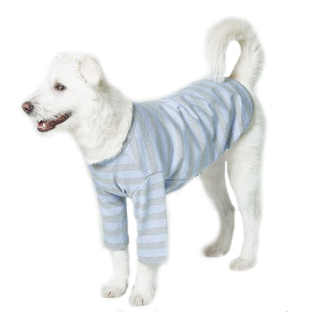Lucky Petter Dog Cotton Shirts for Small and Large Dogs Rugby Striped T-Shirts Soft Breathable Dog Shirt pet Clothes (X-Large, Blue/Gray)