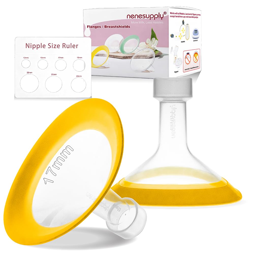 Photo 1 of Nenesupply 17mm Oval Flanges Compatible with Medela Breast Pump Parts Replace 17mm Medela Flange Accessories. Work with Pump in Style Parts Symphony Parts Swing Maxi Harmony and Personalfit Flex