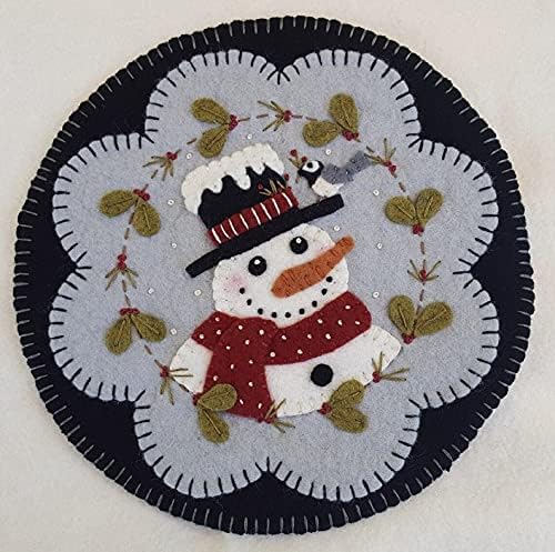 OTR Felt Frosty Friends Penny Rug Kit Pre Washed Wool Applique Kit Two Mini Mats Winter Pattern